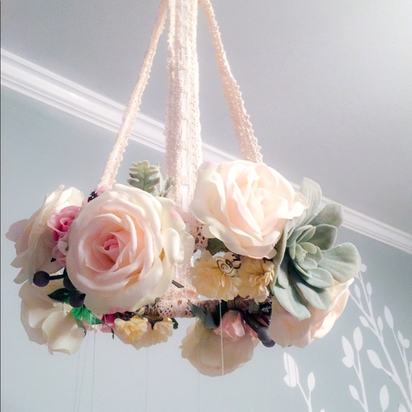 Handmade Silk Boho Floral Mobile Nursery Baby - Picture 2 of 8